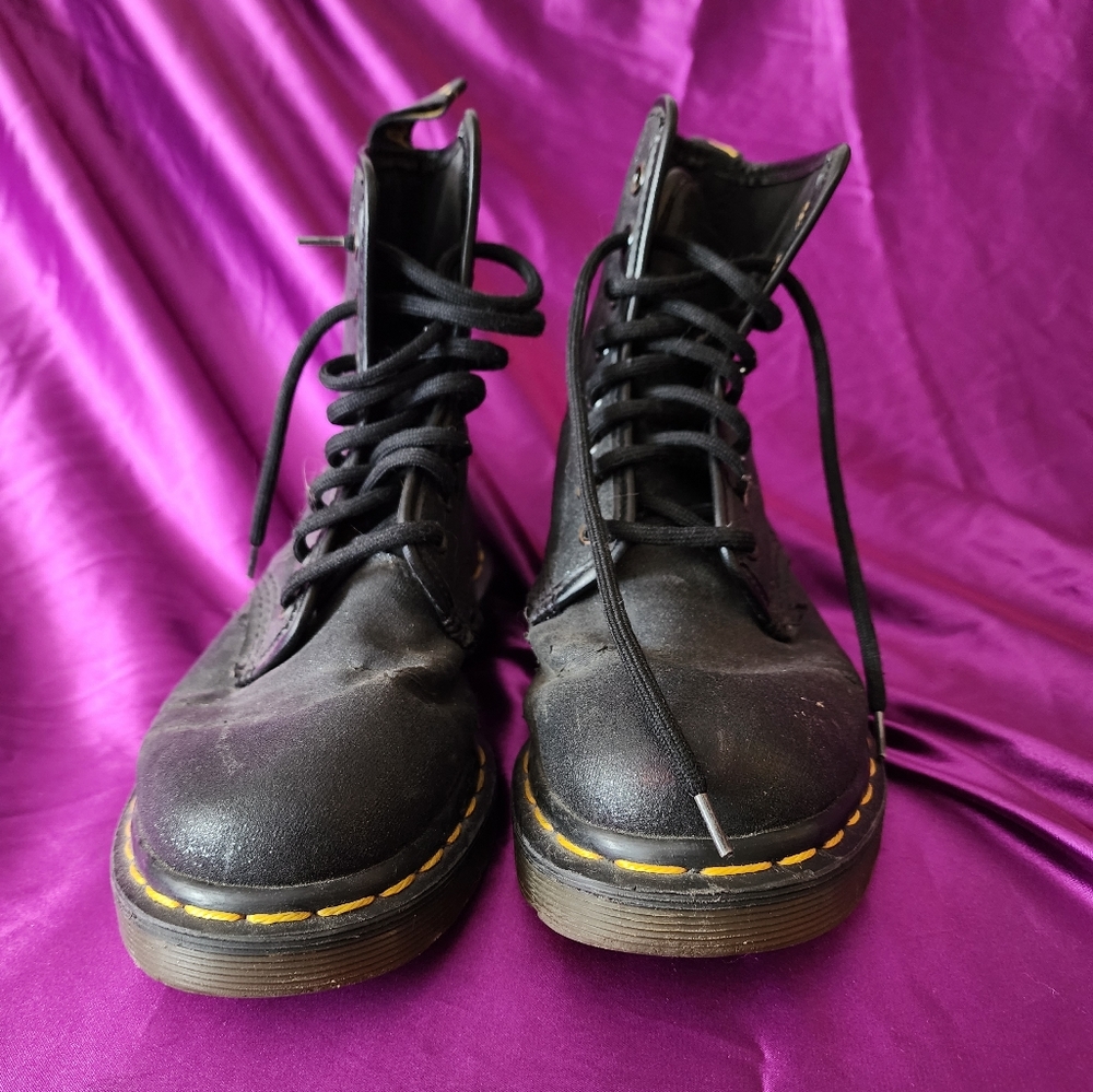 Dr. Martens Black Glitter 1460 Pascal Lace Up Combat Boots Women's Size 5